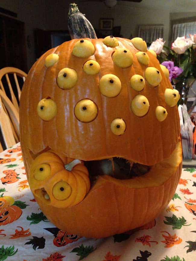 This might be the strangest pumpkin carving out there.